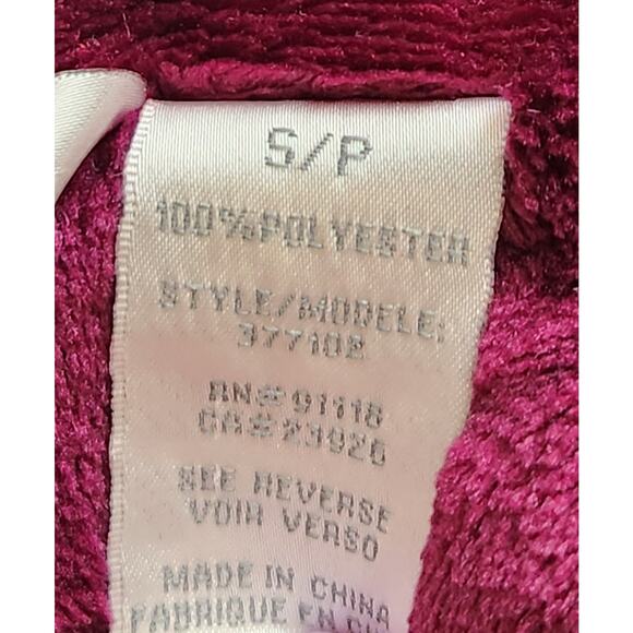 Jasmine Rose Burgundy Plush Robe Small Pockets Pockets Soft Comfy Cozy - Picture 5 of 5